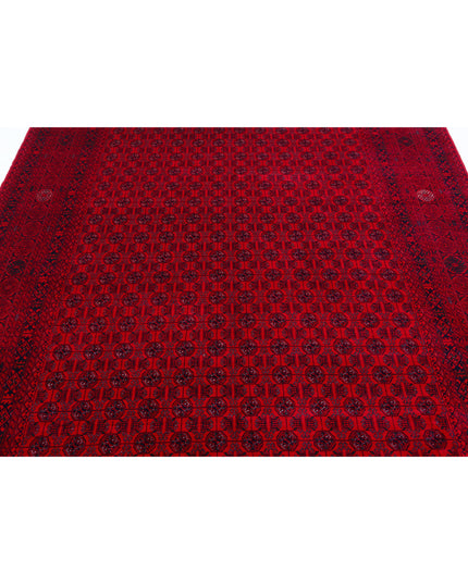 Afghan 6' 6" X 9' 3" Hand Knotted Wool Rug 6' 6" X 9' 3" (198 X 282) / Red / Wool