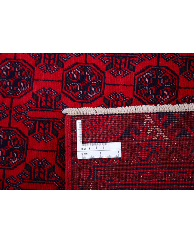 Afghan 6' 6" X 9' 3" Hand Knotted Wool Rug 6' 6" X 9' 3" (198 X 282) / Red / Wool