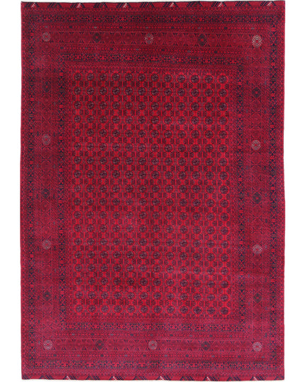 Afghan 6' 6" X 9' 3" Hand Knotted Wool Rug 6' 6" X 9' 3" (198 X 282) / Red / Wool