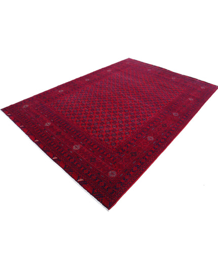 Afghan 6' 6" X 9' 6" Hand Knotted Wool Rug 6' 6" X 9' 6" (198 X 290) / Red / Wool