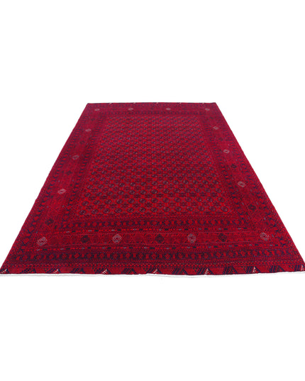 Afghan 6' 6" X 9' 6" Hand Knotted Wool Rug 6' 6" X 9' 6" (198 X 290) / Red / Wool