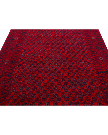 Afghan 6' 6" X 9' 6" Hand Knotted Wool Rug 6' 6" X 9' 6" (198 X 290) / Red / Wool