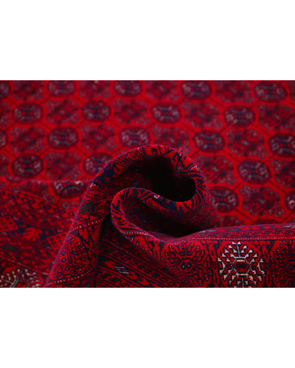 Afghan 6' 6" X 9' 6" Hand Knotted Wool Rug 6' 6" X 9' 6" (198 X 290) / Red / Wool