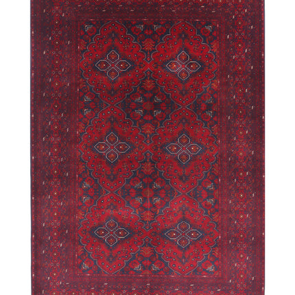 Afghan 6' 8" X 9' 8" Hand Knotted Wool Rug 6' 8" X 9' 8" (203 X 295) / Red / Wool