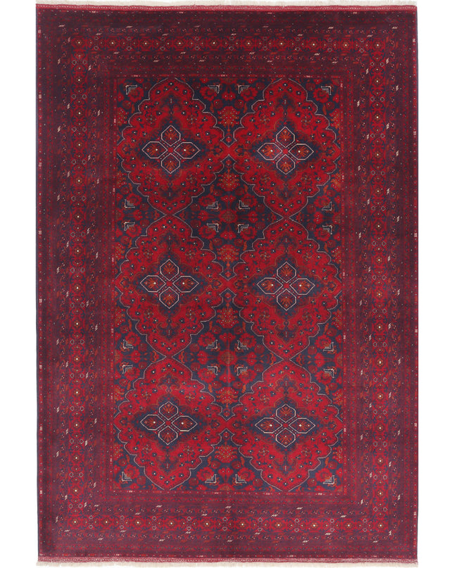 Afghan 6' 8" X 9' 8" Hand Knotted Wool Rug 6' 8" X 9' 8" (203 X 295) / Red / Wool