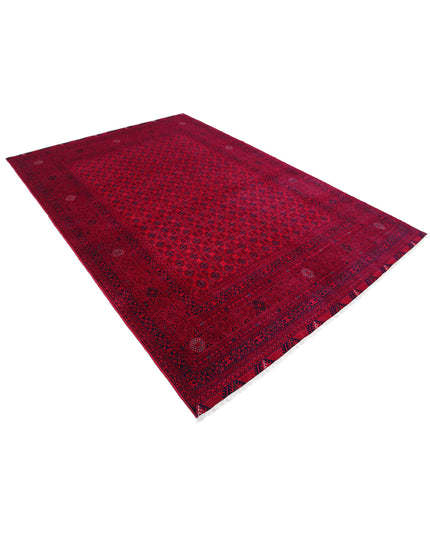 Afghan 6' 4" X 9' 3" Hand Knotted Wool Rug 6' 4" X 9' 3" (193 X 282) / Red / Wool
