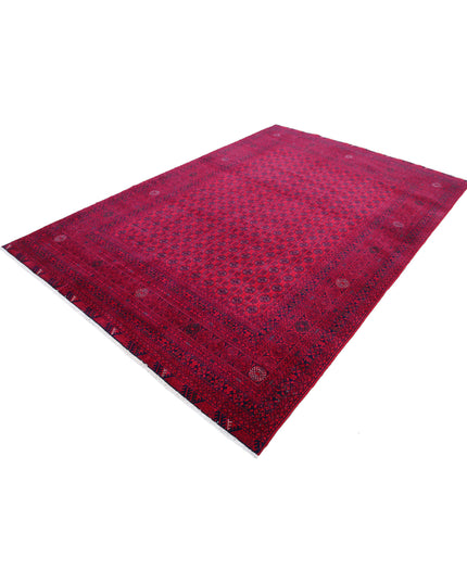 Afghan 6' 4" X 9' 3" Hand Knotted Wool Rug 6' 4" X 9' 3" (193 X 282) / Red / Wool