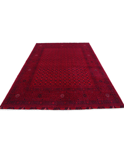 Afghan 6' 4" X 9' 3" Hand Knotted Wool Rug 6' 4" X 9' 3" (193 X 282) / Red / Wool