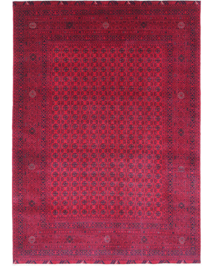 Afghan 6' 4" X 9' 3" Hand Knotted Wool Rug 6' 4" X 9' 3" (193 X 282) / Red / Wool