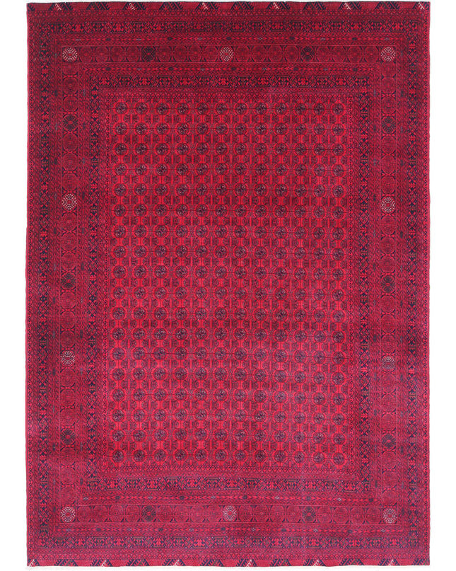 Afghan 6' 4" X 9' 3" Hand Knotted Wool Rug 6' 4" X 9' 3" (193 X 282) / Red / Wool