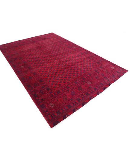 Afghan 6' 5" X 9' 7" Hand Knotted Wool Rug 6' 5" X 9' 7" (196 X 292) / Red / Wool