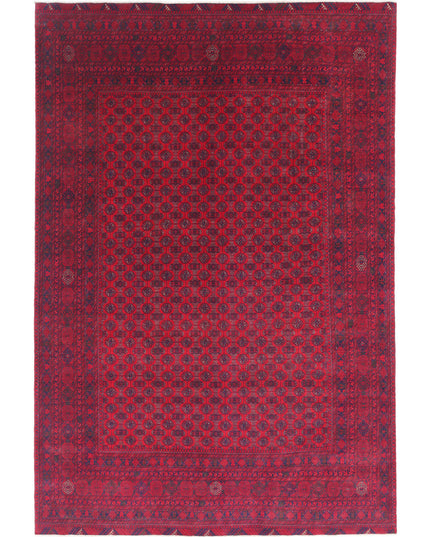 Afghan 6' 5" X 9' 7" Hand Knotted Wool Rug 6' 5" X 9' 7" (196 X 292) / Red / Wool