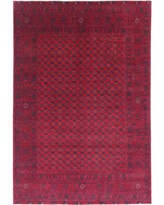 Afghan 6' 5" X 9' 7" Hand Knotted Wool Rug 6' 5" X 9' 7" (196 X 292) / Red / Wool