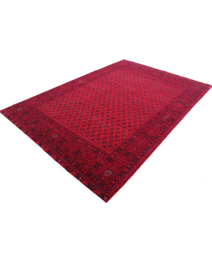 Afghan 6' 6" X 9' 6" Hand Knotted Wool Rug 6' 6" X 9' 6" (198 X 290) / Red / Wool