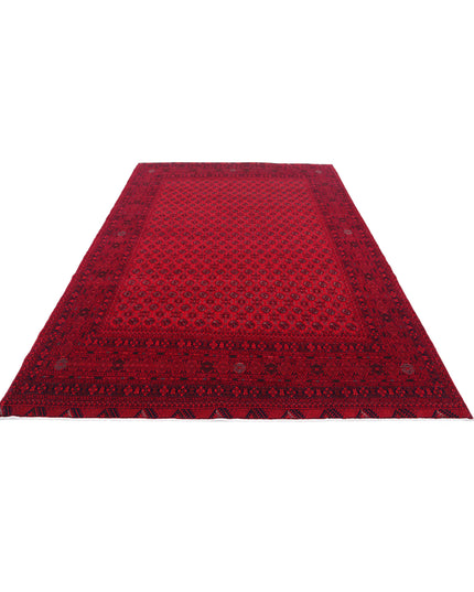 Afghan 6' 6" X 9' 6" Hand Knotted Wool Rug 6' 6" X 9' 6" (198 X 290) / Red / Wool