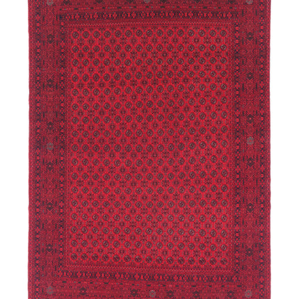 Afghan 6' 6" X 9' 6" Hand Knotted Wool Rug 6' 6" X 9' 6" (198 X 290) / Red / Wool