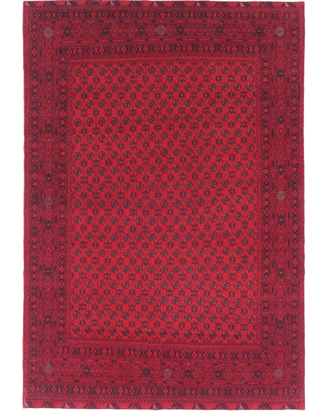 Afghan 6' 6" X 9' 6" Hand Knotted Wool Rug 6' 6" X 9' 6" (198 X 290) / Red / Wool