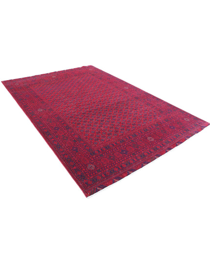 Afghan 6' 5" X 9' 6" Hand Knotted Wool Rug 6' 5" X 9' 6" (196 X 290) / Red / Wool