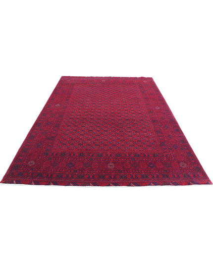 Afghan 6' 5" X 9' 6" Hand Knotted Wool Rug 6' 5" X 9' 6" (196 X 290) / Red / Wool