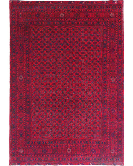 Afghan 6' 5" X 9' 6" Hand Knotted Wool Rug 6' 5" X 9' 6" (196 X 290) / Red / Wool