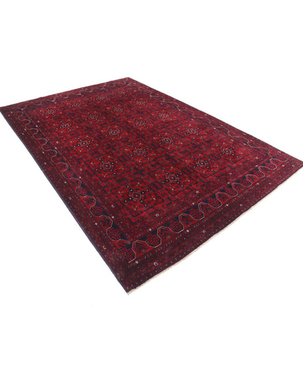 Afghan 6' 7" X 9' 8" Hand Knotted Wool Rug 6' 7" X 9' 8" (201 X 295) / Red / Wool