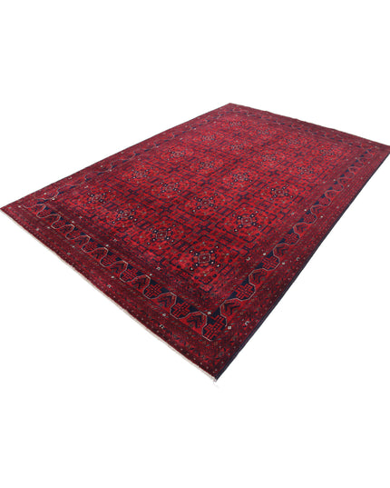 Afghan 6' 7" X 9' 8" Hand Knotted Wool Rug 6' 7" X 9' 8" (201 X 295) / Red / Wool