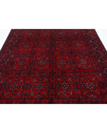Afghan 6' 7" X 9' 8" Hand Knotted Wool Rug 6' 7" X 9' 8" (201 X 295) / Red / Wool