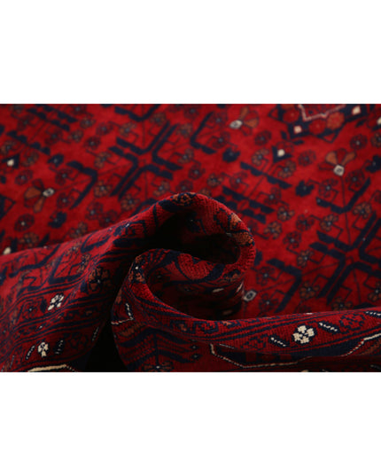 Afghan 6' 7" X 9' 8" Hand Knotted Wool Rug 6' 7" X 9' 8" (201 X 295) / Red / Wool