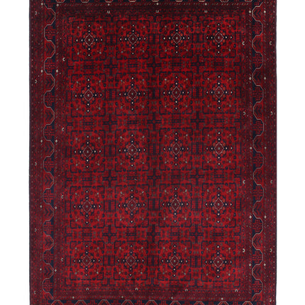 Afghan 6' 7" X 9' 8" Hand Knotted Wool Rug 6' 7" X 9' 8" (201 X 295) / Red / Wool