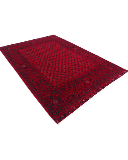 Afghan 6' 6" X 9' 3" Hand Knotted Wool Rug 6' 6" X 9' 3" (198 X 282) / Red / Wool
