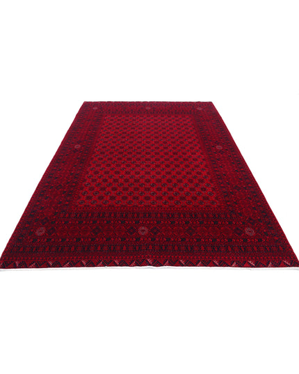 Afghan 6' 6" X 9' 3" Hand Knotted Wool Rug 6' 6" X 9' 3" (198 X 282) / Red / Wool