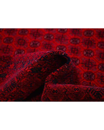 Afghan 6' 6" X 9' 3" Hand Knotted Wool Rug 6' 6" X 9' 3" (198 X 282) / Red / Wool