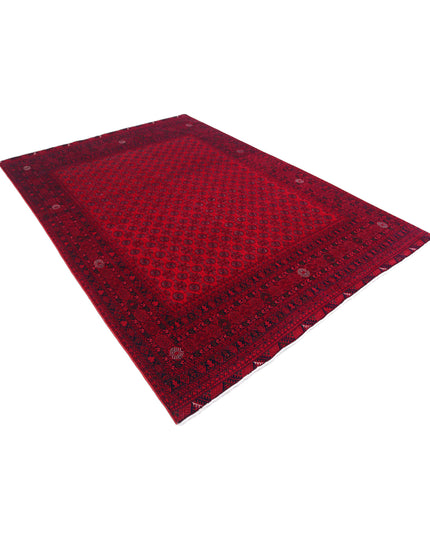 Afghan 6' 7" X 9' 4" Hand Knotted Wool Rug 6' 7" X 9' 4" (201 X 284) / Red / Wool