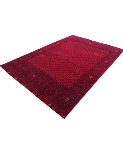 Afghan 6' 7" X 9' 4" Hand Knotted Wool Rug 6' 7" X 9' 4" (201 X 284) / Red / Wool