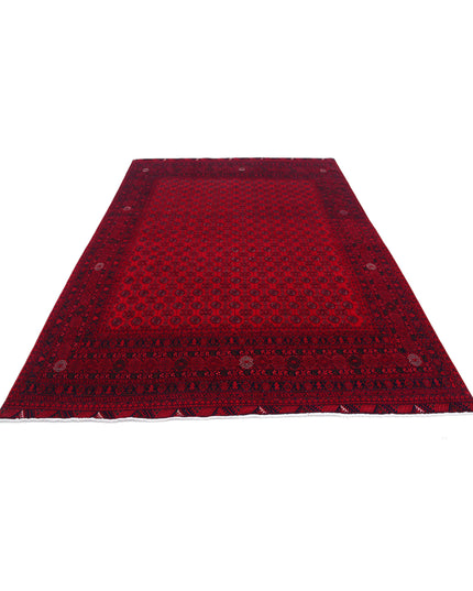 Afghan 6' 7" X 9' 4" Hand Knotted Wool Rug 6' 7" X 9' 4" (201 X 284) / Red / Wool