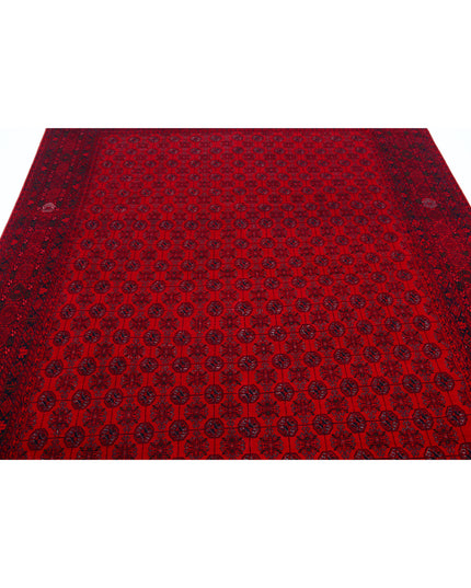 Afghan 6' 7" X 9' 4" Hand Knotted Wool Rug 6' 7" X 9' 4" (201 X 284) / Red / Wool