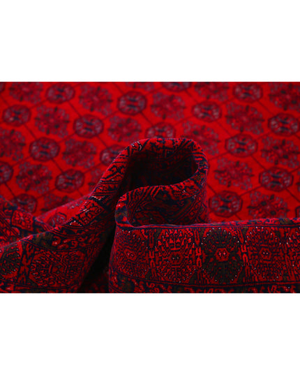 Afghan 6' 7" X 9' 4" Hand Knotted Wool Rug 6' 7" X 9' 4" (201 X 284) / Red / Wool