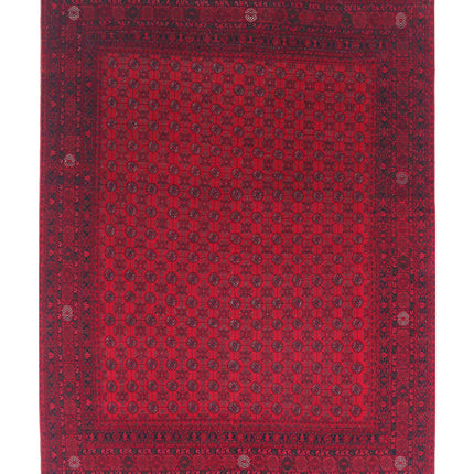 Afghan 6' 7" X 9' 4" Hand Knotted Wool Rug 6' 7" X 9' 4" (201 X 284) / Red / Wool