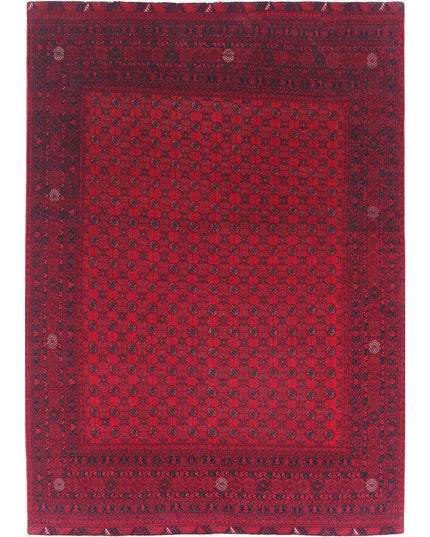 Afghan 6' 7" X 9' 4" Hand Knotted Wool Rug 6' 7" X 9' 4" (201 X 284) / Red / Wool