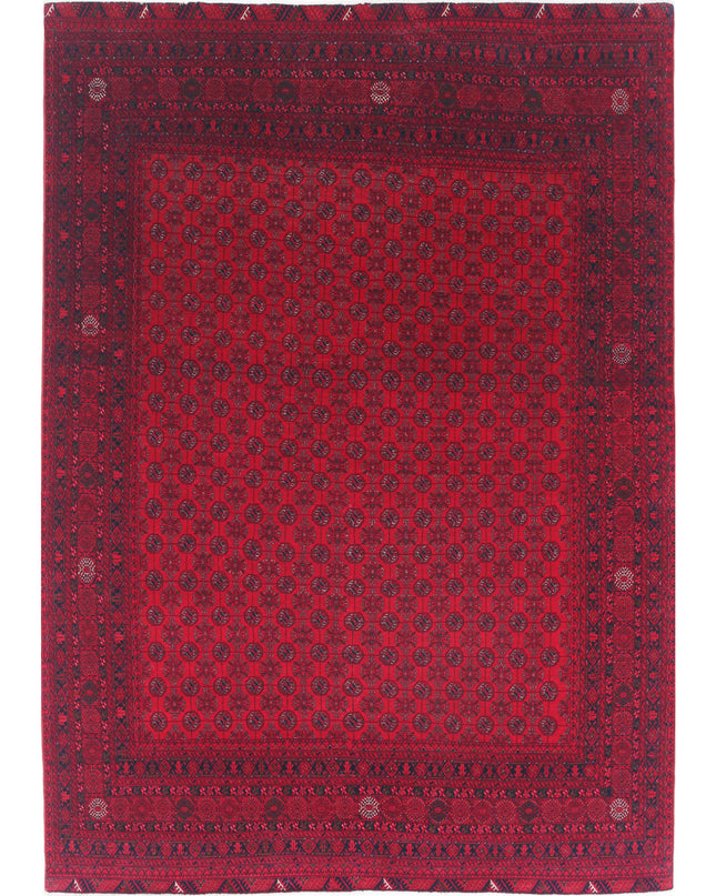 Afghan 6' 7" X 9' 4" Hand Knotted Wool Rug 6' 7" X 9' 4" (201 X 284) / Red / Wool