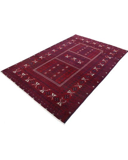 Afghan 5' 2" X 7' 10" Hand Knotted Wool Rug 5' 2" X 7' 10" (158 X 239) / Red / Wool