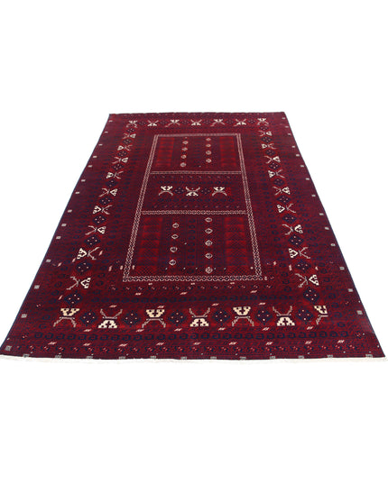 Afghan 5' 2" X 7' 10" Hand Knotted Wool Rug 5' 2" X 7' 10" (158 X 239) / Red / Wool