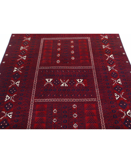 Afghan 5' 2" X 7' 10" Hand Knotted Wool Rug 5' 2" X 7' 10" (158 X 239) / Red / Wool