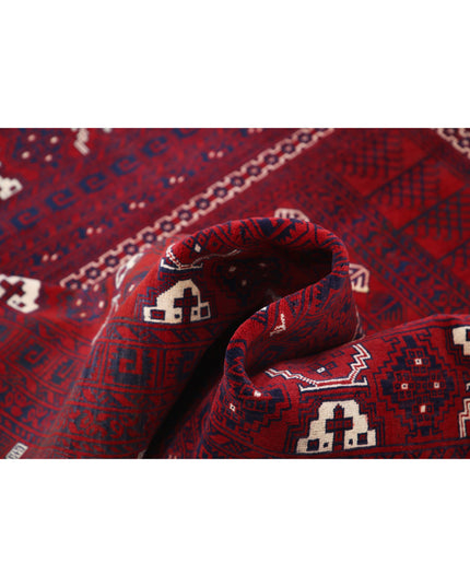 Afghan 5' 2" X 7' 10" Hand Knotted Wool Rug 5' 2" X 7' 10" (158 X 239) / Red / Wool