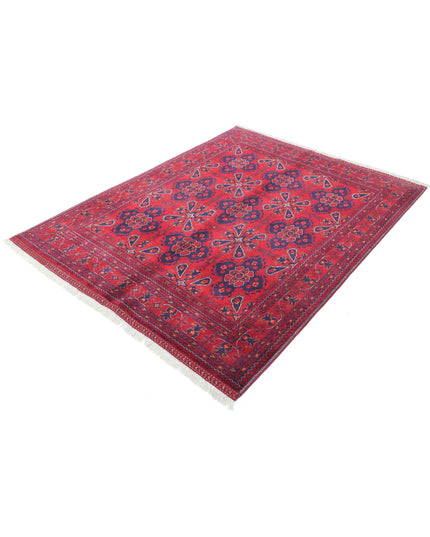 Afghan 4' 10" X 6' 3" Hand Knotted Wool Rug 4' 10" X 6' 3" (147 X 191) / Red / Wool