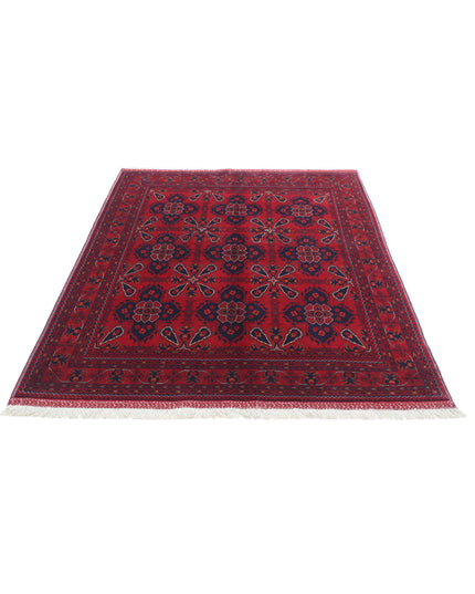 Afghan 4' 10" X 6' 3" Hand Knotted Wool Rug 4' 10" X 6' 3" (147 X 191) / Red / Wool