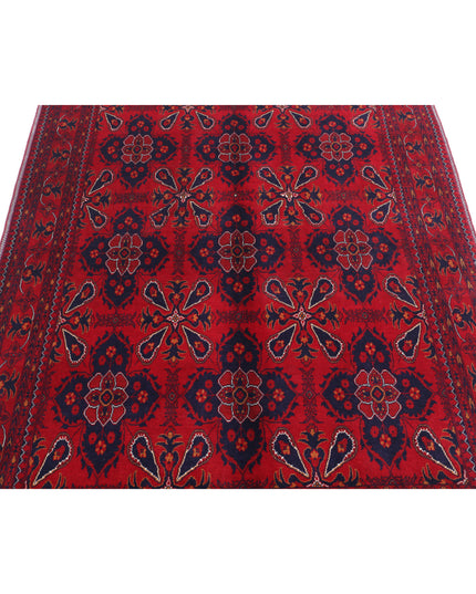 Afghan 4' 10" X 6' 3" Hand Knotted Wool Rug 4' 10" X 6' 3" (147 X 191) / Red / Wool