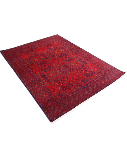 Afghan 4' 10" X 6' 6" Hand Knotted Wool Rug 4' 10" X 6' 6" (147 X 198) / Red / Wool