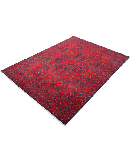 Afghan 4' 10" X 6' 6" Hand Knotted Wool Rug 4' 10" X 6' 6" (147 X 198) / Red / Wool