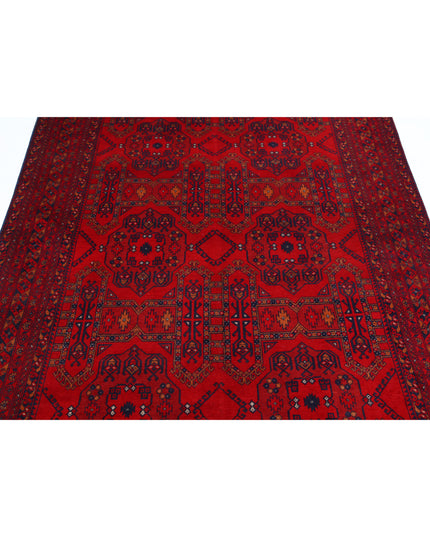 Afghan 4' 10" X 6' 6" Hand Knotted Wool Rug 4' 10" X 6' 6" (147 X 198) / Red / Wool